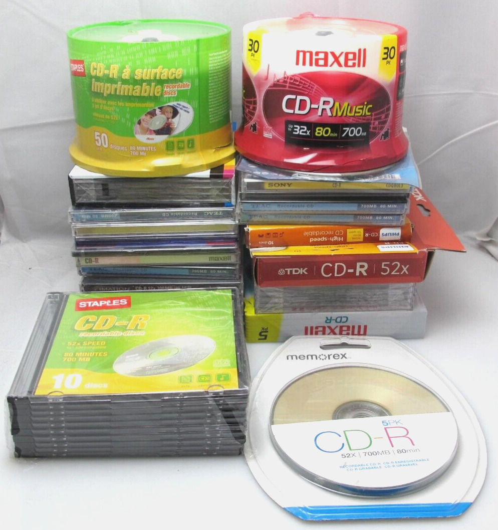 Huge Lot of 150 Mixed CD-R Recordable Music Audio Disc Blank Maxell TDK Staples