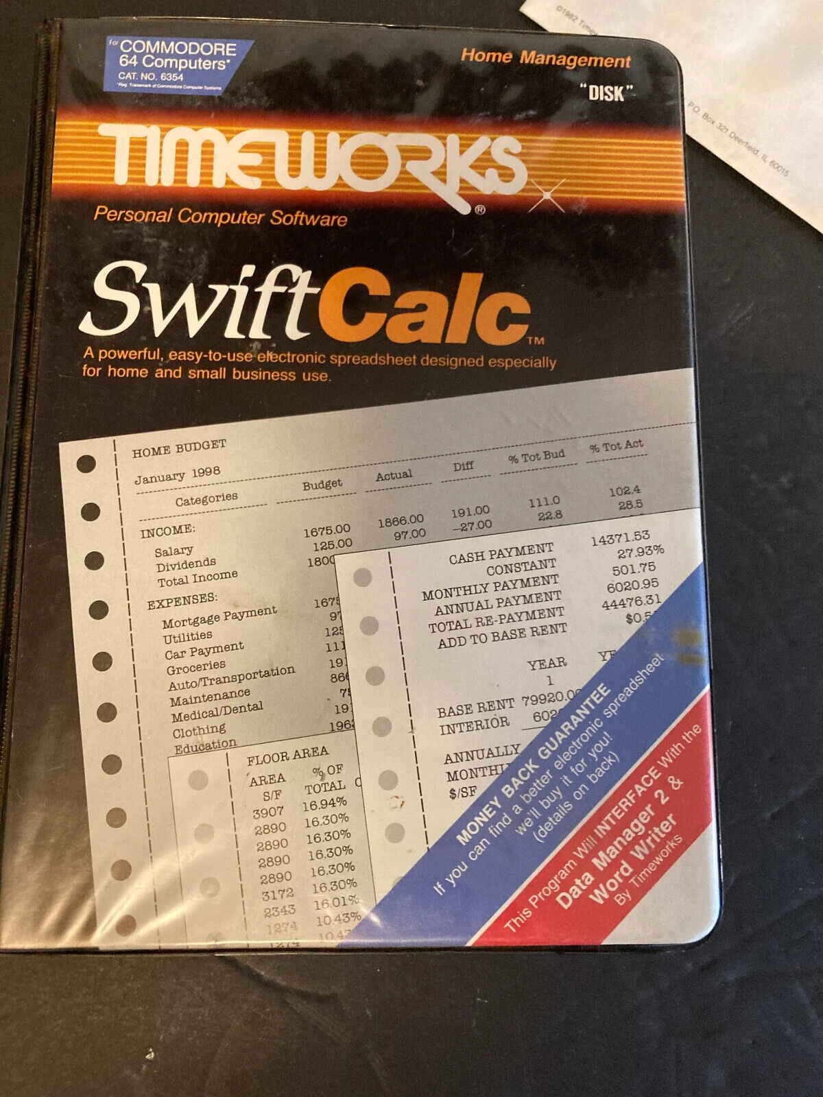 Commodore 64 SwiftCalc by Timeworks, great spreadsheet program for the commodore