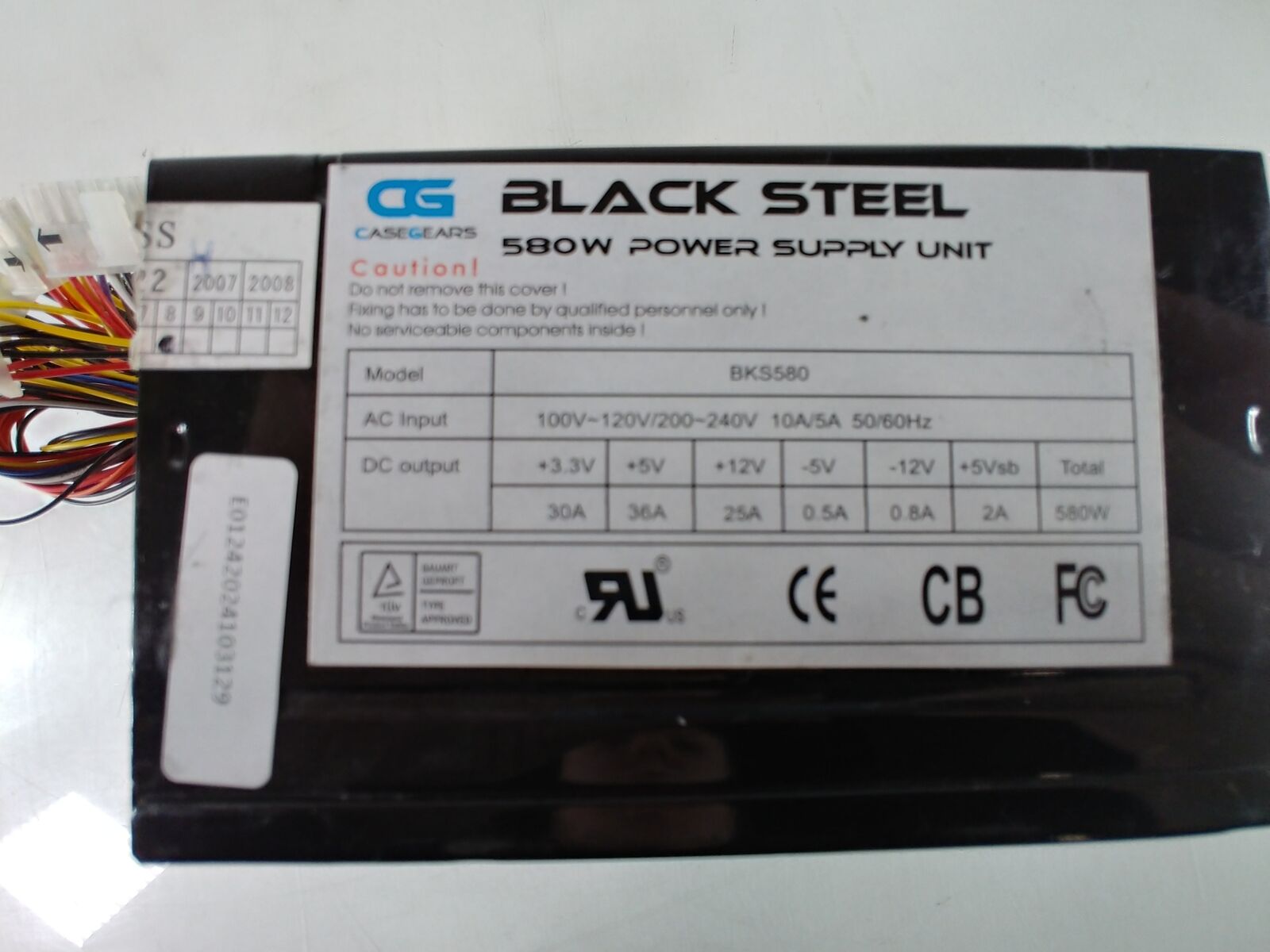 Case Gears BKS580 Black Steel 580 W 20+4 Pin ATX Desktop Power Supply