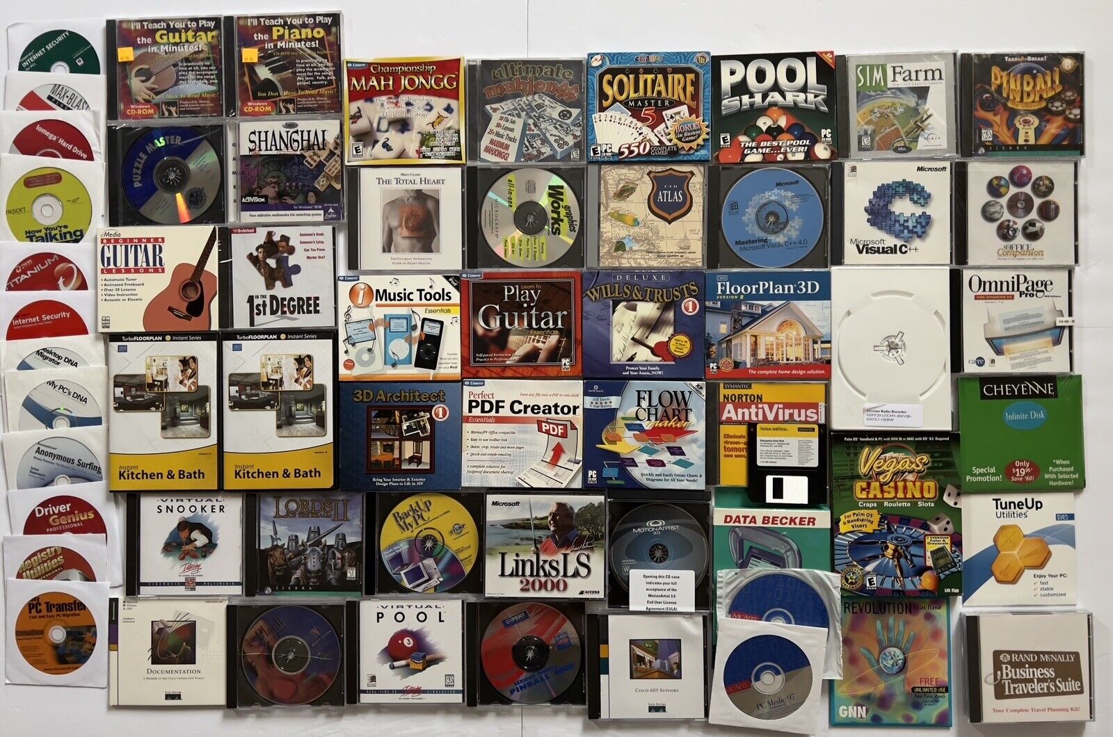 Huge Lot of 60 Various PC CD-ROM Computer Software and Games for Entire Family