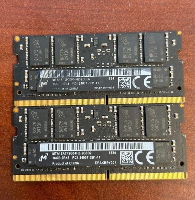 Micron 2x 16GB 2RX8 DDR4-2400T PC4-19200S 260PIN SO-DIMM Laptop Memory RAM 1.2V