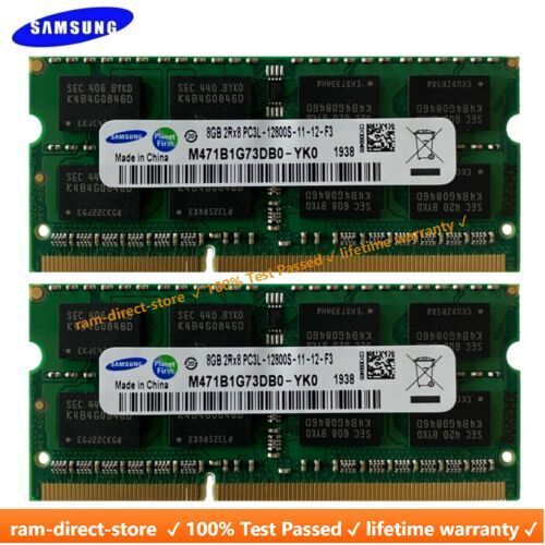 SAMSUNG DDR3L 1600MHz 16GB (2 x 8GB)  PC3L-12800 2Rx8 Laptop Memory SODIMM RAM