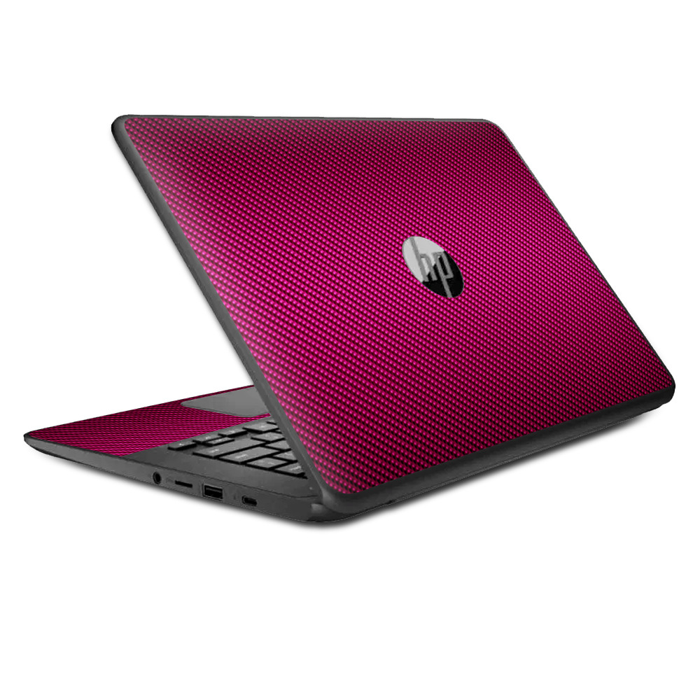Skins Decal Wrap for HP Chromebook 14 Pink,black carbon fiber look