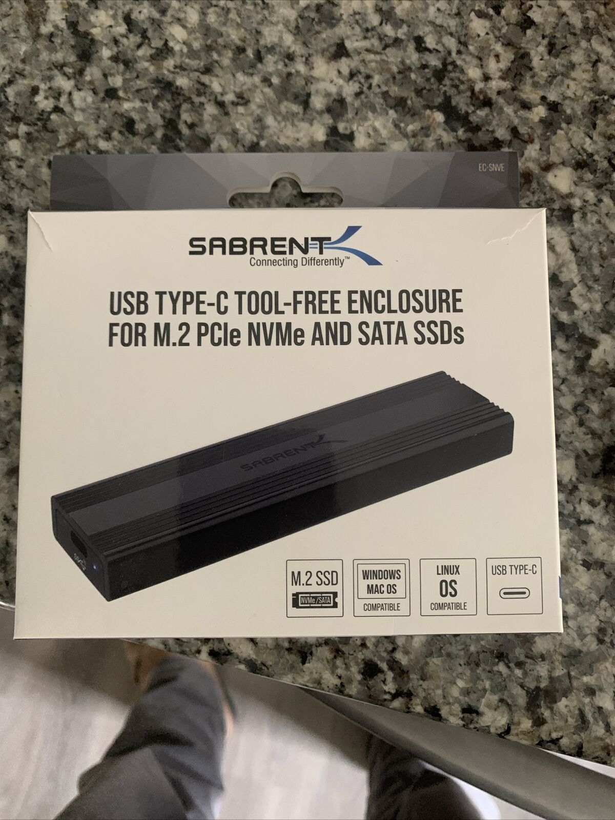SABRENT USB 3.2 10Gbps Type C Tool Free Enclosure for M.2 PCIe NVMe and SATA SSD