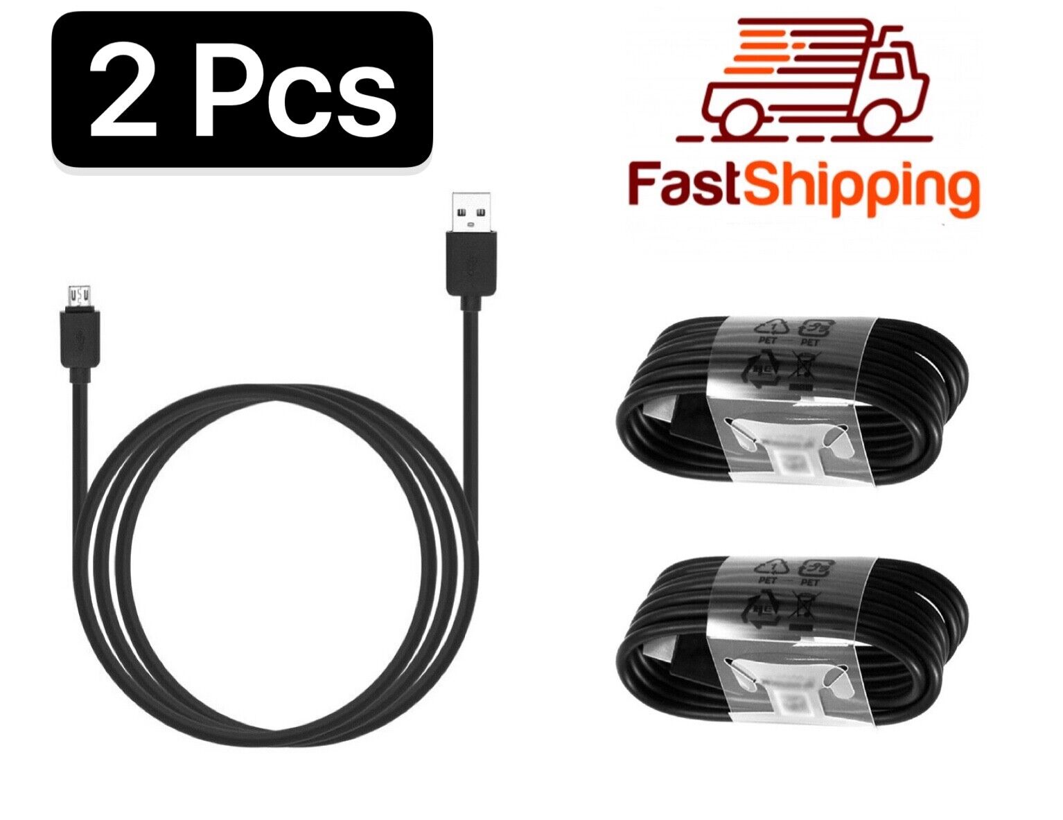 2 Pcs Micro USB Data Cable Cord Charger for Amazon Kindle Fire 2 HD 7 Tablet Bk