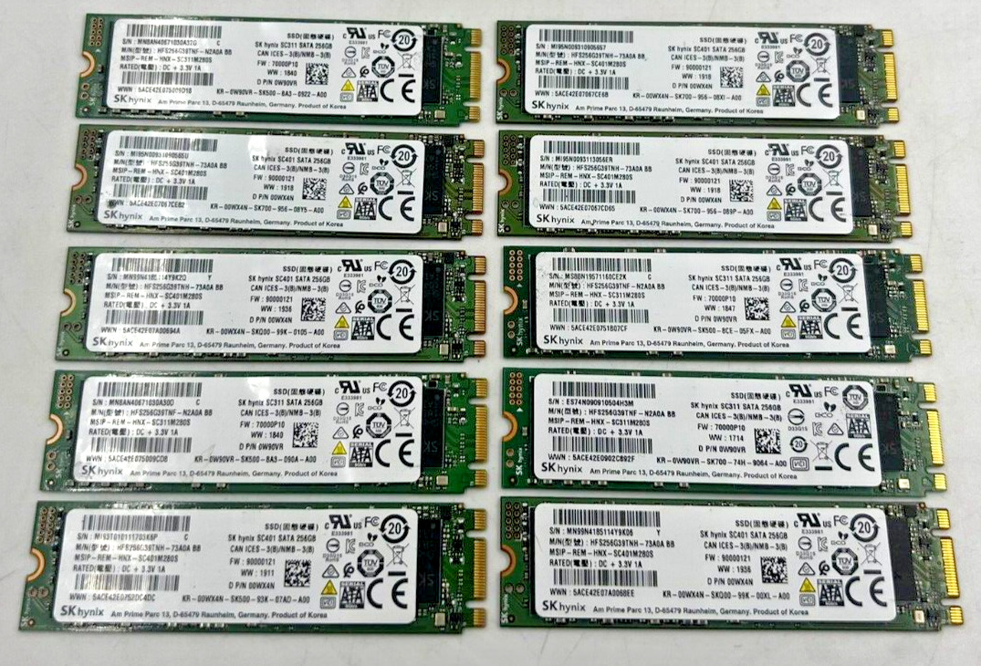 LOT OF 10- SK HYNIX LOT 256GB M.2 SATA SSD Solid State Drives /TESTED