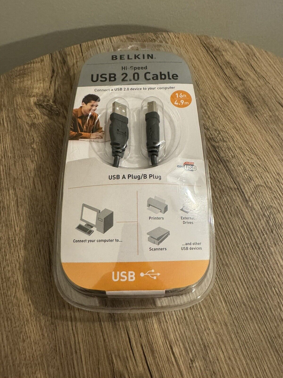 Belkin High Speed USB 2.0 Cable 16ft 4.9m~ NOS sealed Brand New