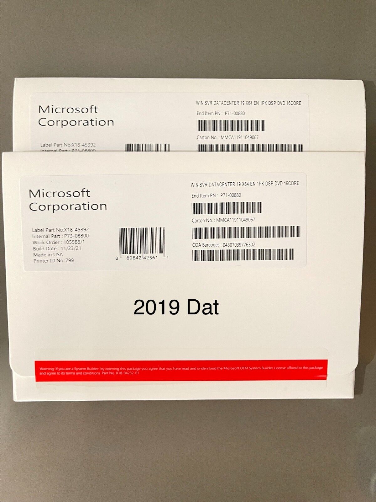 Microsoft Windows server 2019/2022 datacenter 64Bit 16 Core License Key DVD&COA
