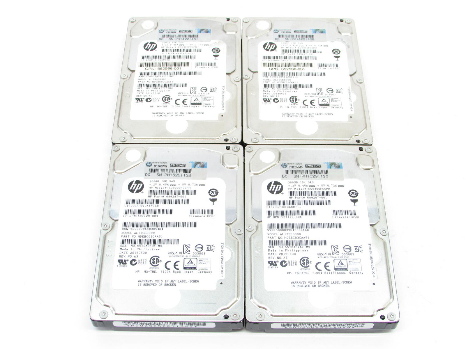 4x HPE 689287-001 300GB 10k 2.5” SAS 6Gbps 64mb Toshiba HDD Hard Drive Grade A