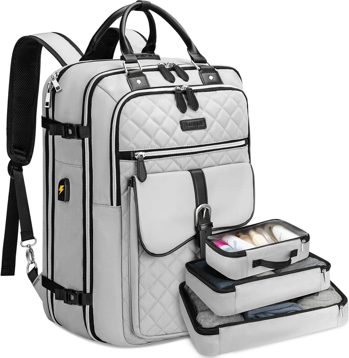 Vancropak Travel Backpack for Women, Anti Theft Laptop Carry on Grey 