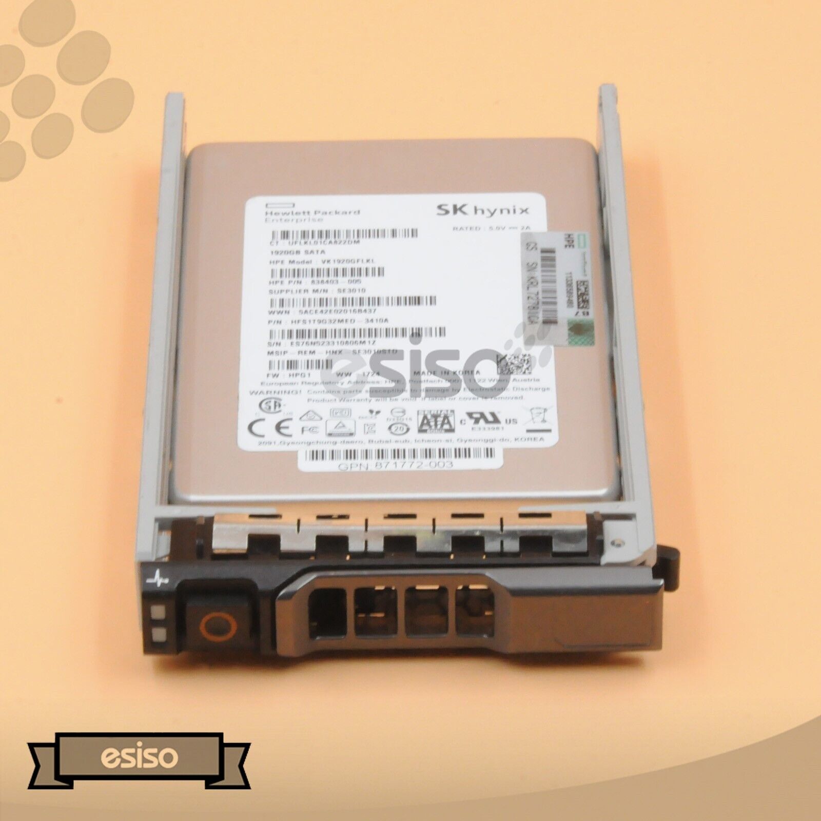 872056-001 871770-B21 HPE 1.92TB 6G 2.5'' SATA RI SC SSD FOR DELL R430 R510 R515