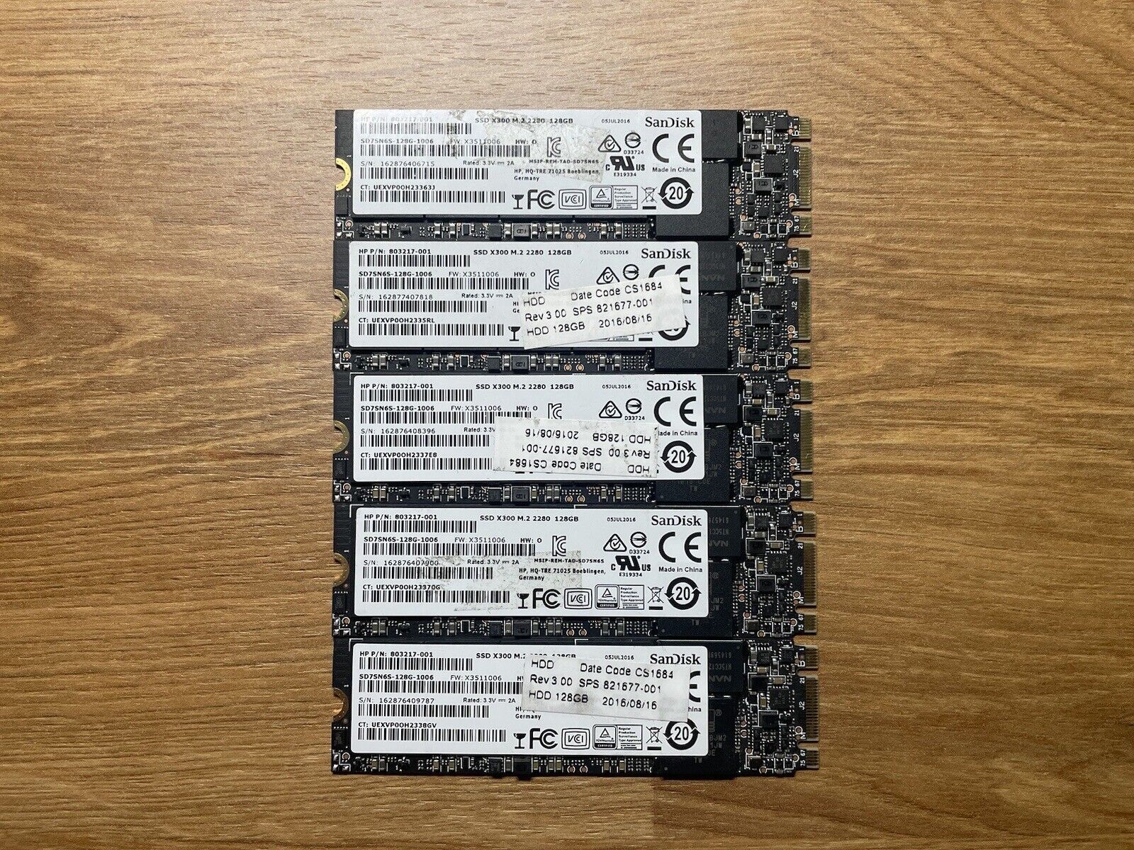 [LOT OF 5] SanDisk X300 128GB SATA M.2 SSD | SD7SN6S-128G-1006
