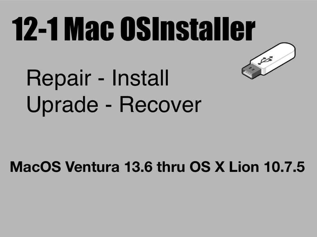 Mac OSX 12-1 USB Flash Drive Bootable Installer or Repair 13.1-10.7