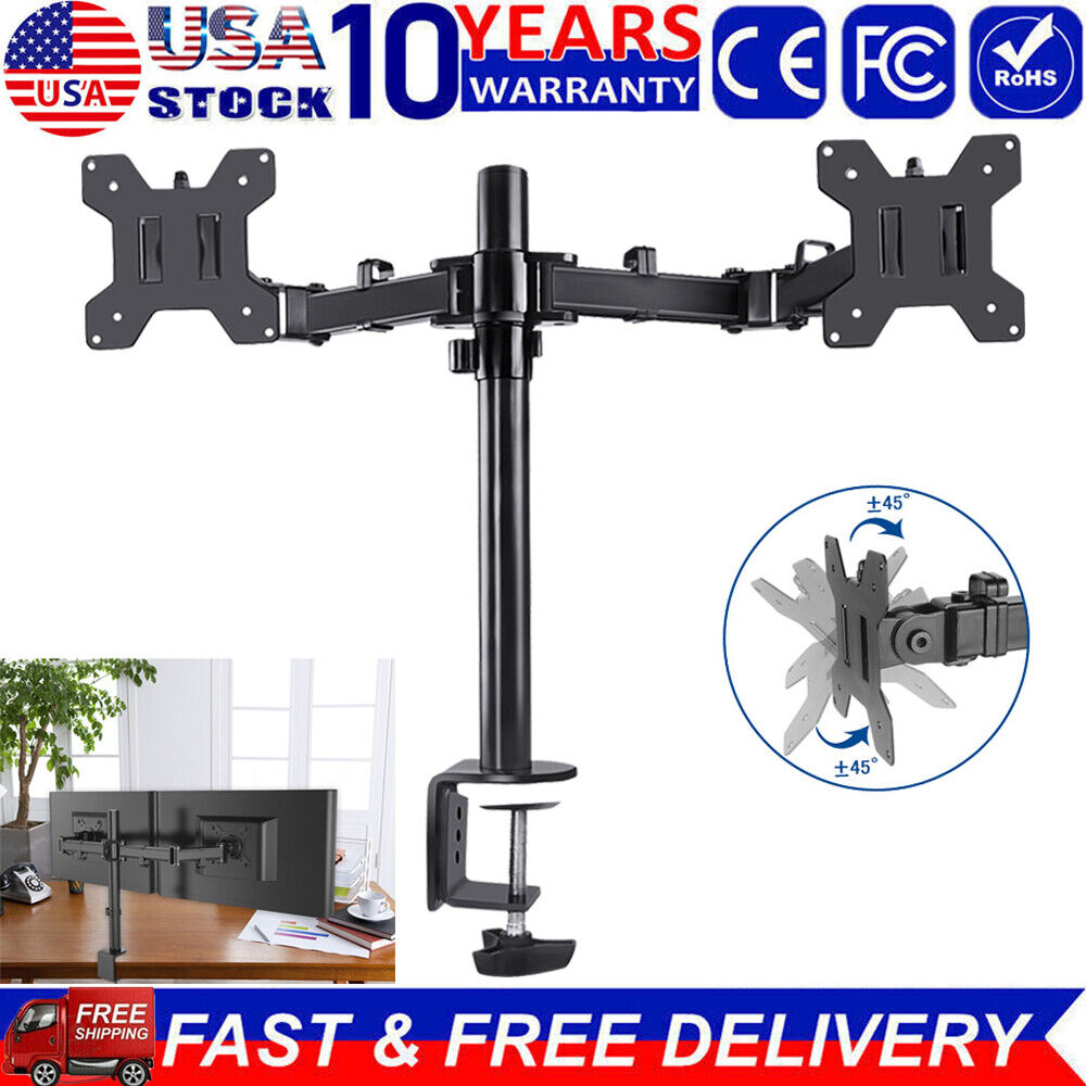 Dual LCD Monitor Desk Mount Stand Heavy Duty Fully Adjustable