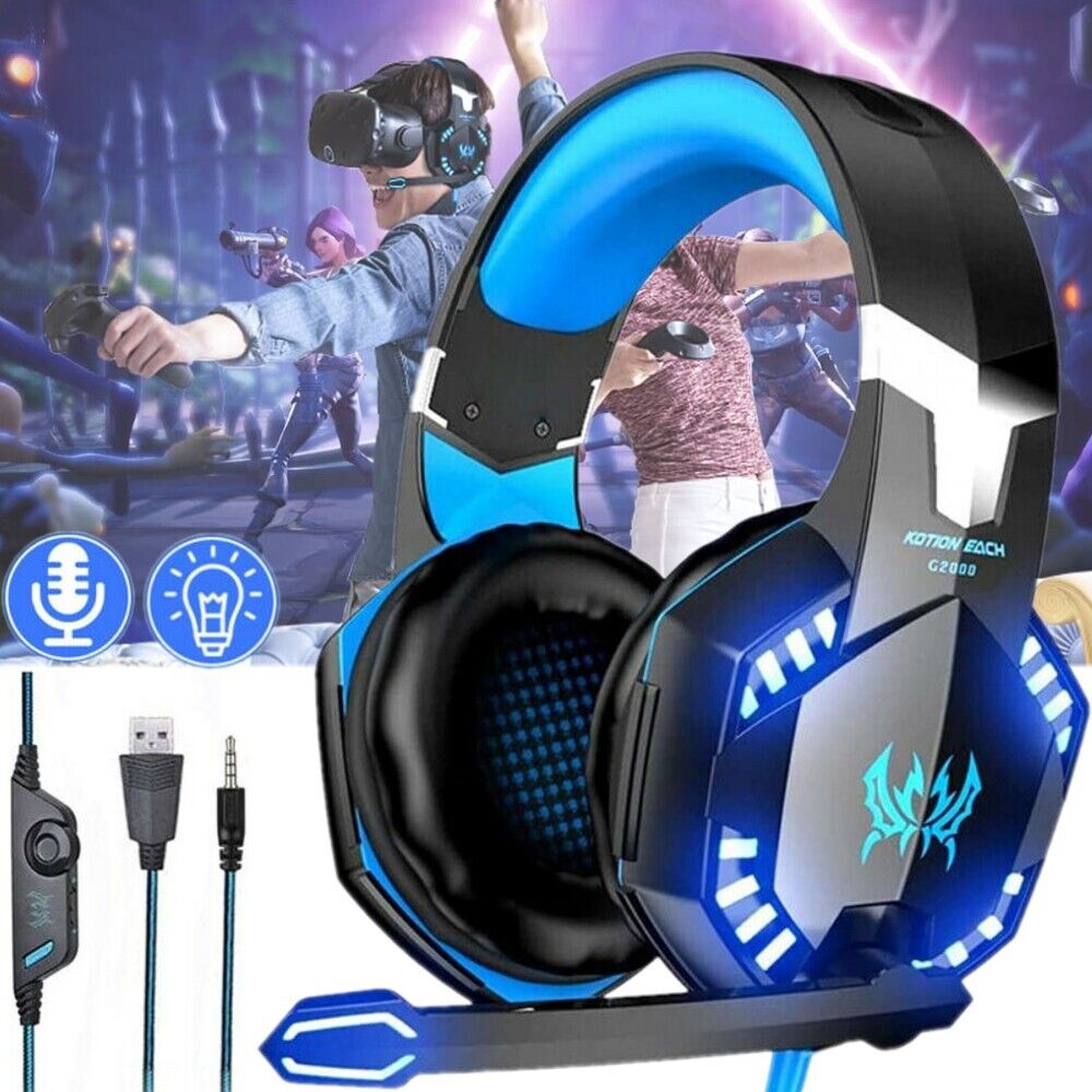 For PC PS5 PS4 Xbox One 3.5mm Gaming Headset Mic LED Headphones Stereo Surround
