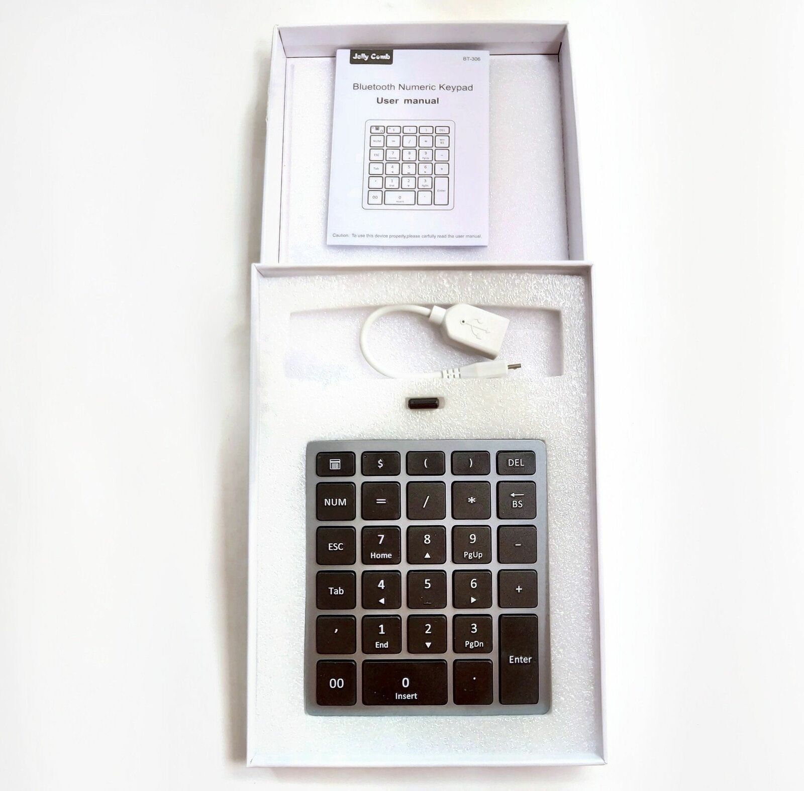 Jelly Comb Wireless Number Pad Min Portable Numeric Keypad Tablet Gray/Black