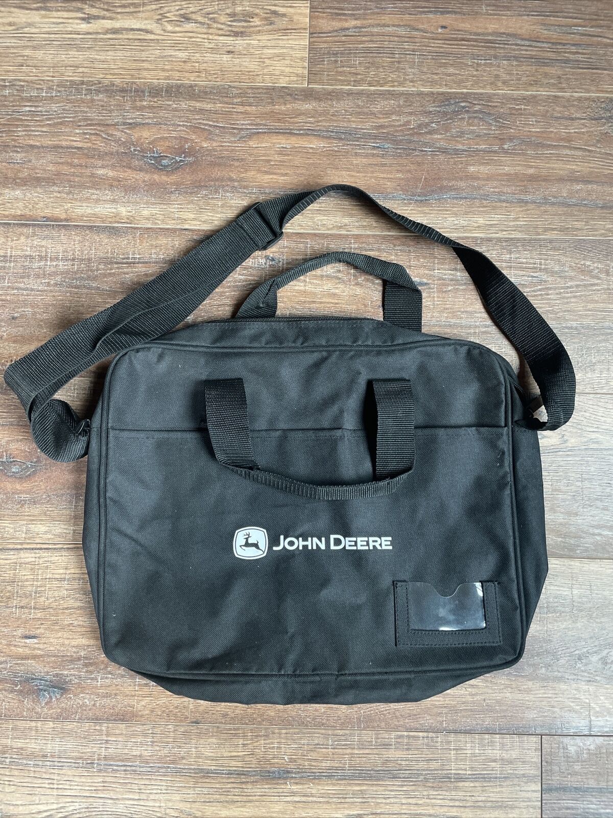 Black John Deere Laptop Bag  White JD Logo and Clear ID window RARE SHIPS FREE