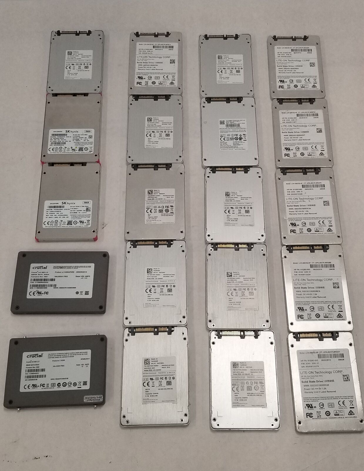 Lot of 28 Mixed Lite On LCS-256M6S/Sky Hynix /Crucial 256GB 2.5