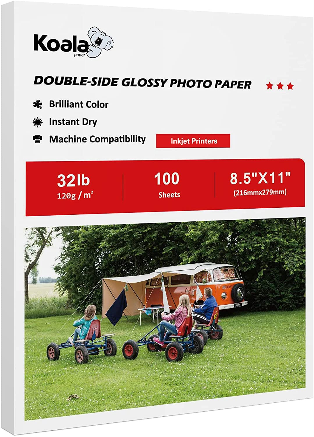 Koala Double Side Glossy Photo Paper 8.5X11 Inches 120Gsm 100 Sheets Compatible