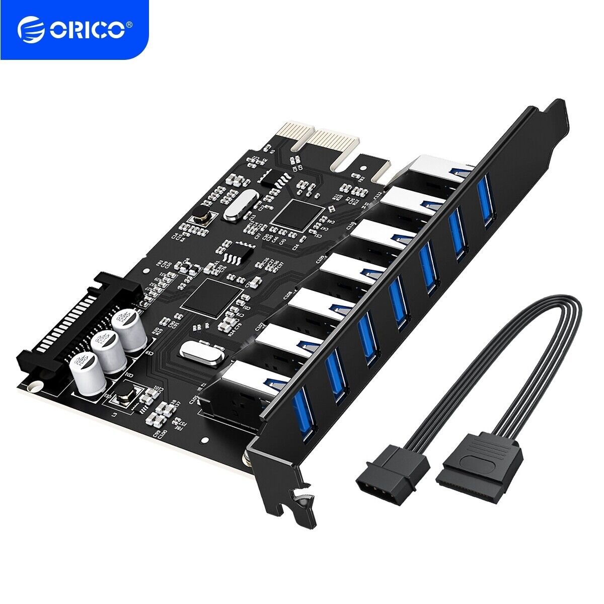ORICO 7-Port PCI-Express To USB 3.0 Controller Card &15pin SATA Power Connector
