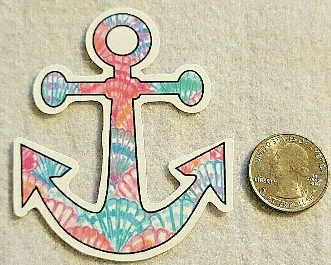 Anchor Shaped Sticker With Multicolor Shell Like Pattern Beautiful Sticker Decal