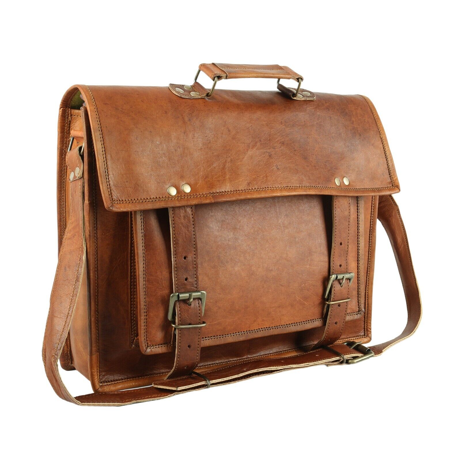Vintage Leather Messenger Satchel Laptop Briefcase Computer Bag for men & women7