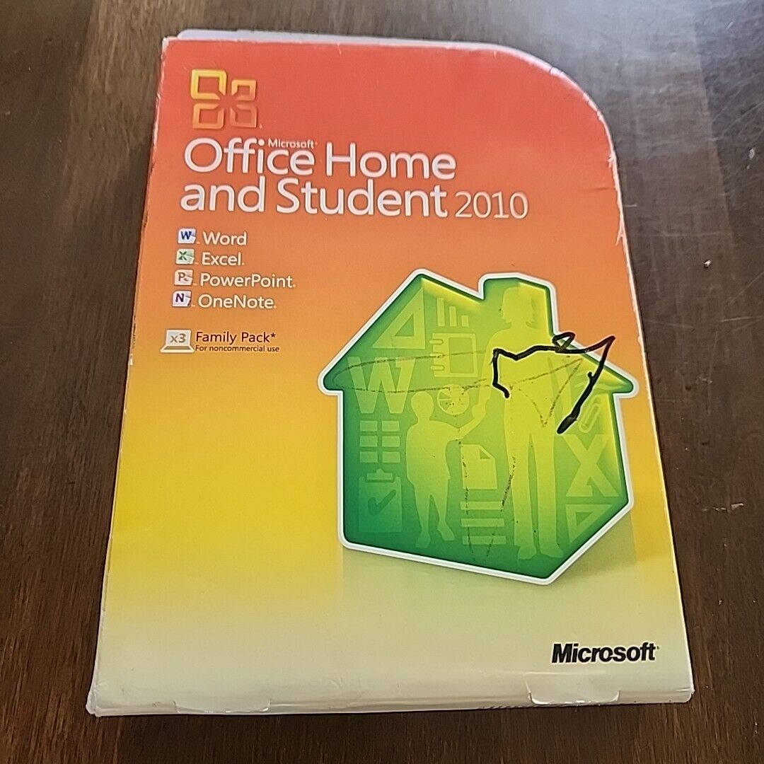 Microsoft Office Home and Student 2010 Software Family Windows Used w/ Key