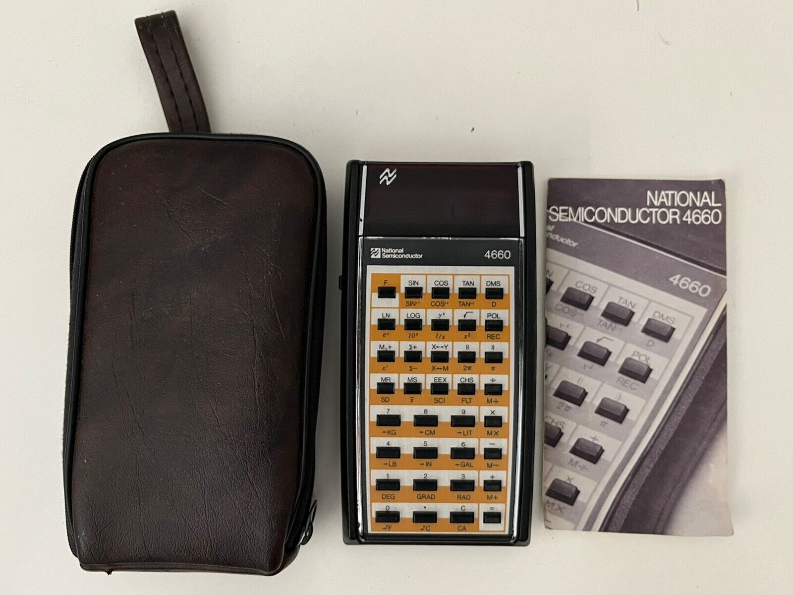 Vintage National Semiconductor 4660 Calculator With Instructions and Case