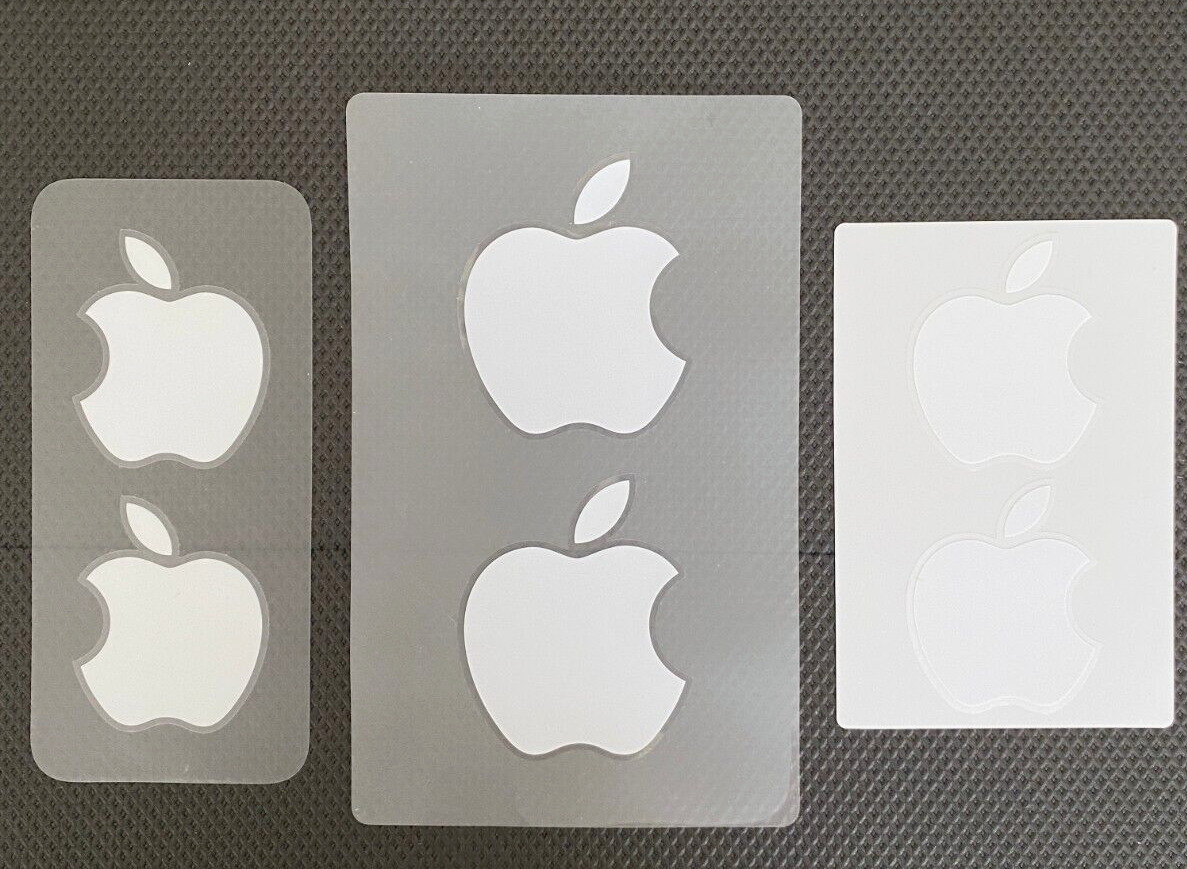 Apple Logo Decal Stickers OEM lot of 6 stickers on 3 sheets Only Stickers