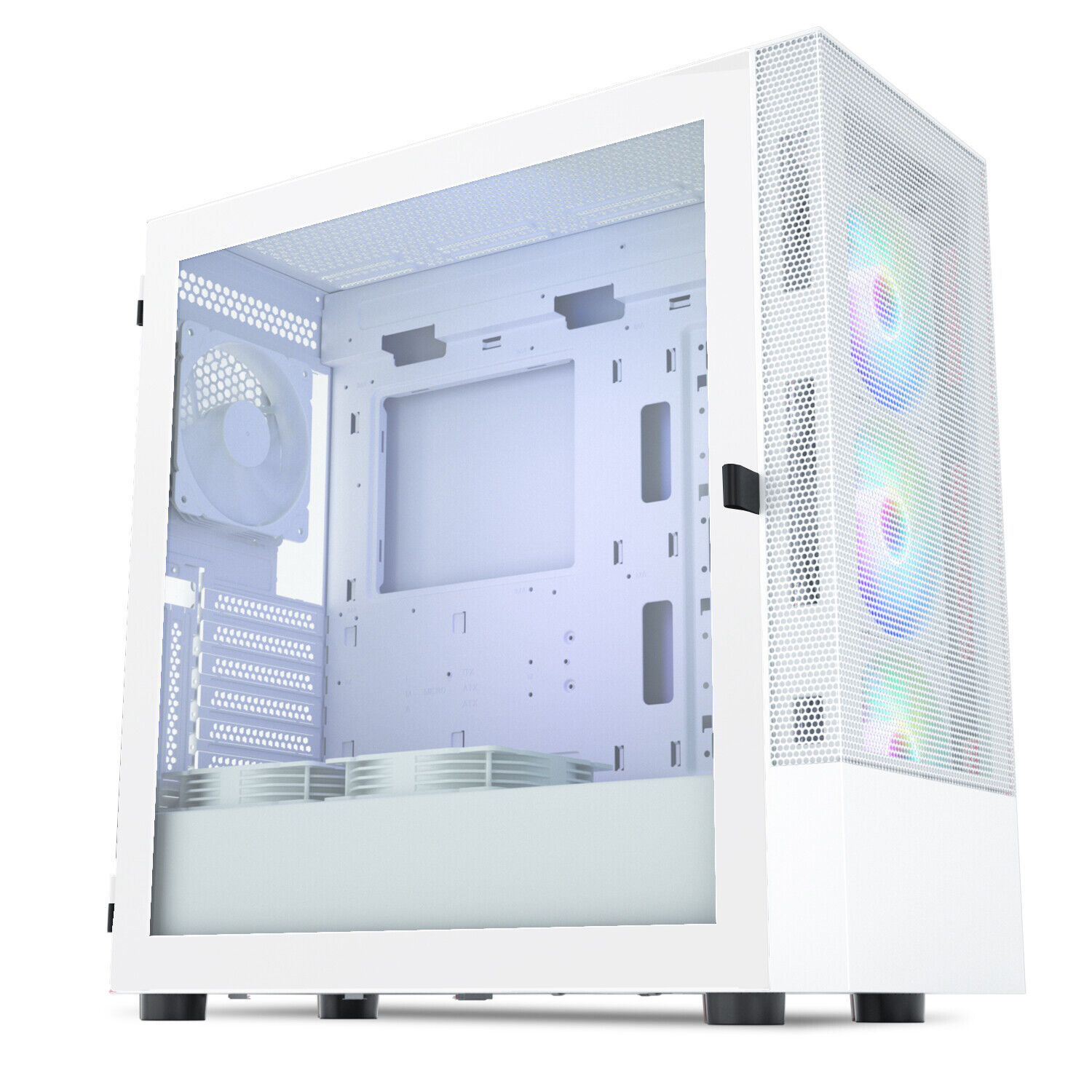 Vetroo AL600 Mid Tower Computer Gaming Case ATX/MATX Tempered Glass White