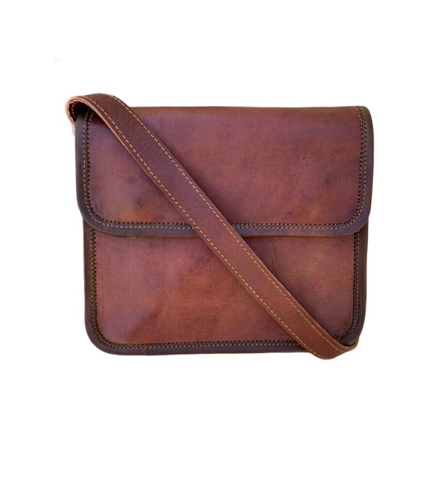 Men's Genuine Lambskin Leather Vintage Laptop Messenger Briefcase Bags Satchel