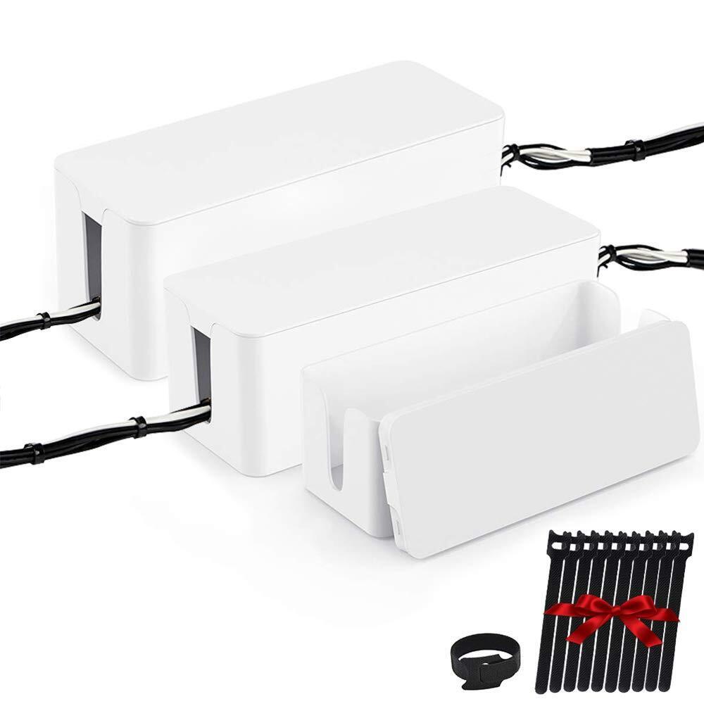 [Set of Three] Cable Management Boxes Organizer, Large Storage Wires Keeper H...