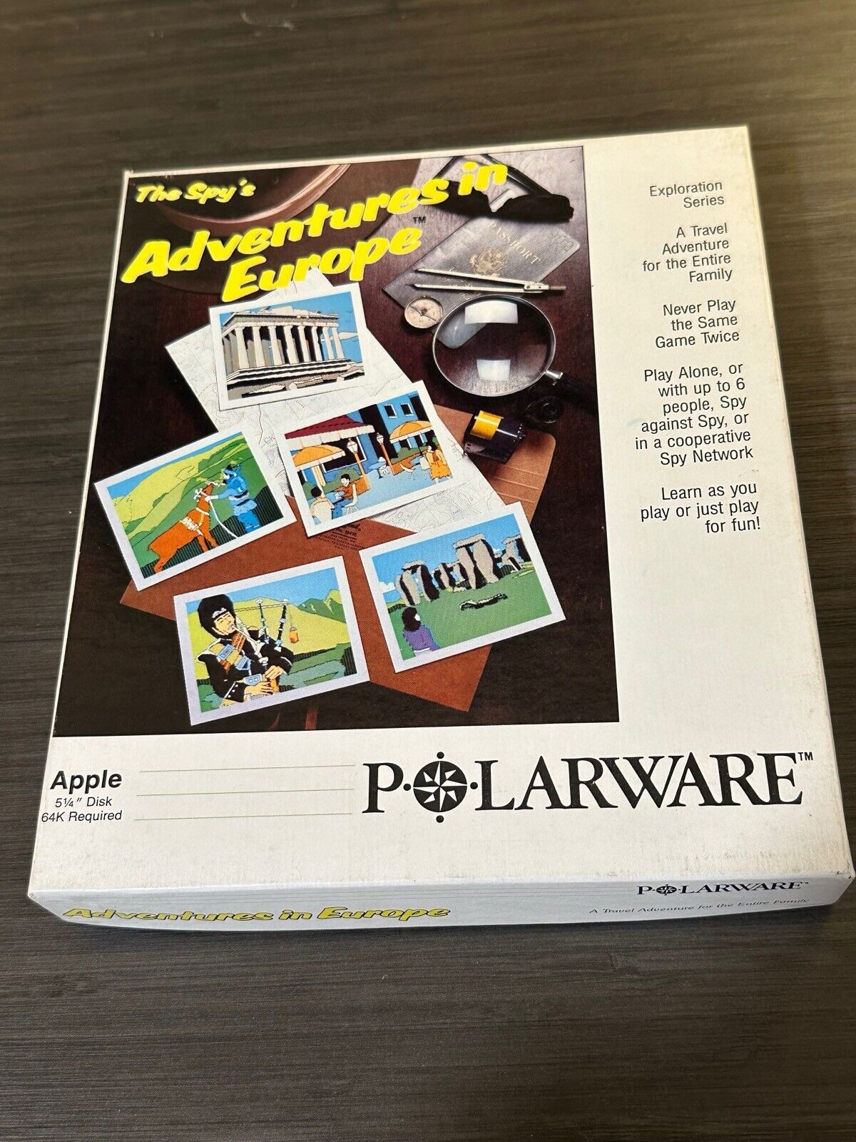 The Spy's Adventures in Europe Polarware demo Apple II plus IIe computer game