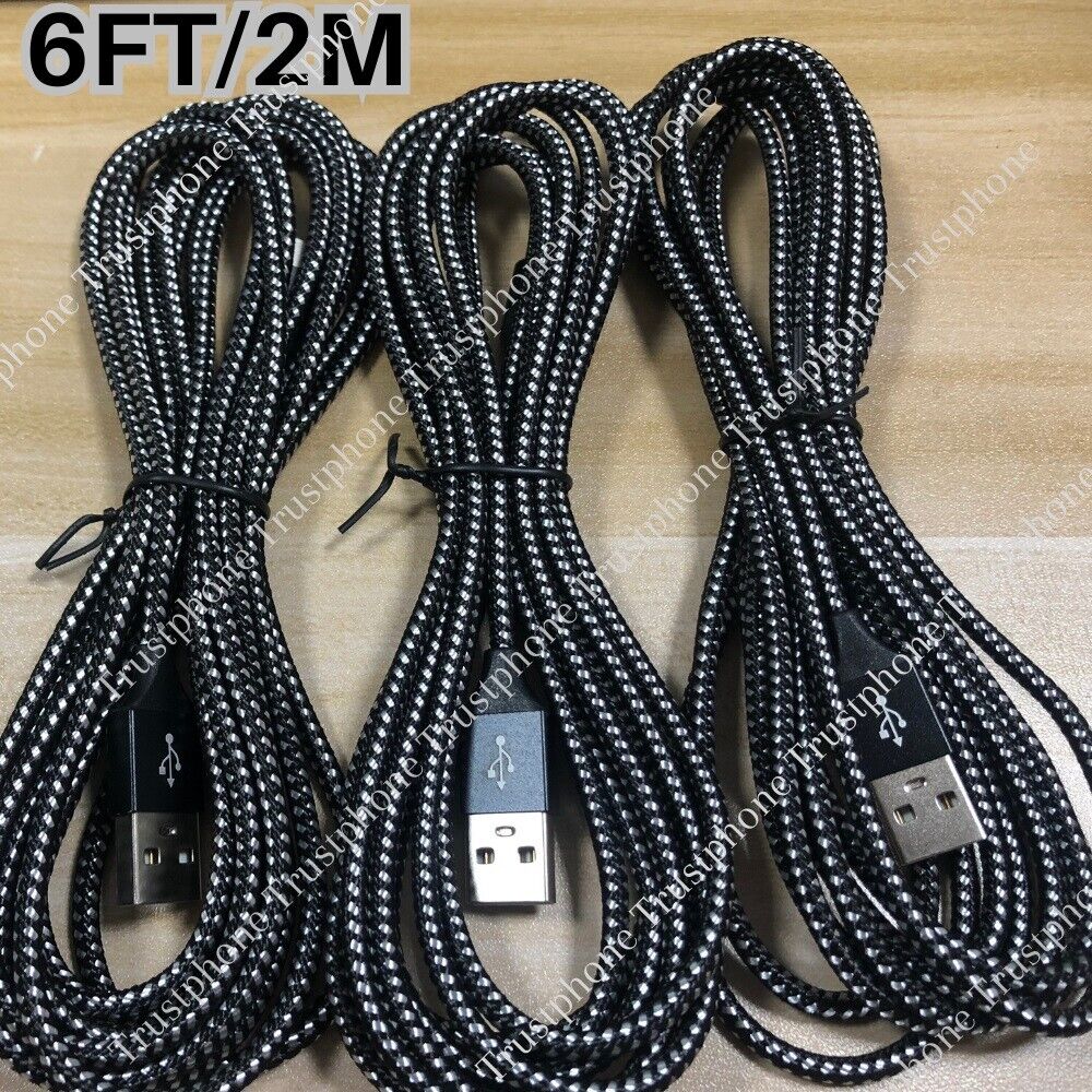 3 Pack 6Ft Braided USB Charger Cable For iPhone 14 13 12 XR 7 8 XS Charging Cord