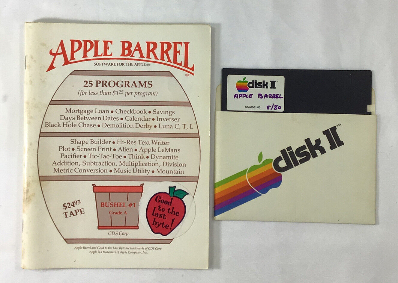 Original Vintage Apple Barrel Diskware & Manual Bushel #1 (w/ 25 Programs) Rare