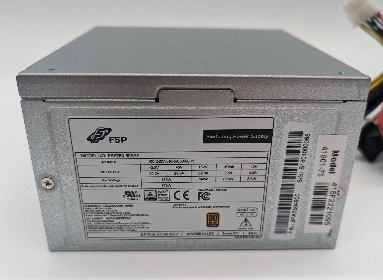 FSP750-50AAA 750W ATX Gaming Power Supply PSU 80 PLUS BRONZE