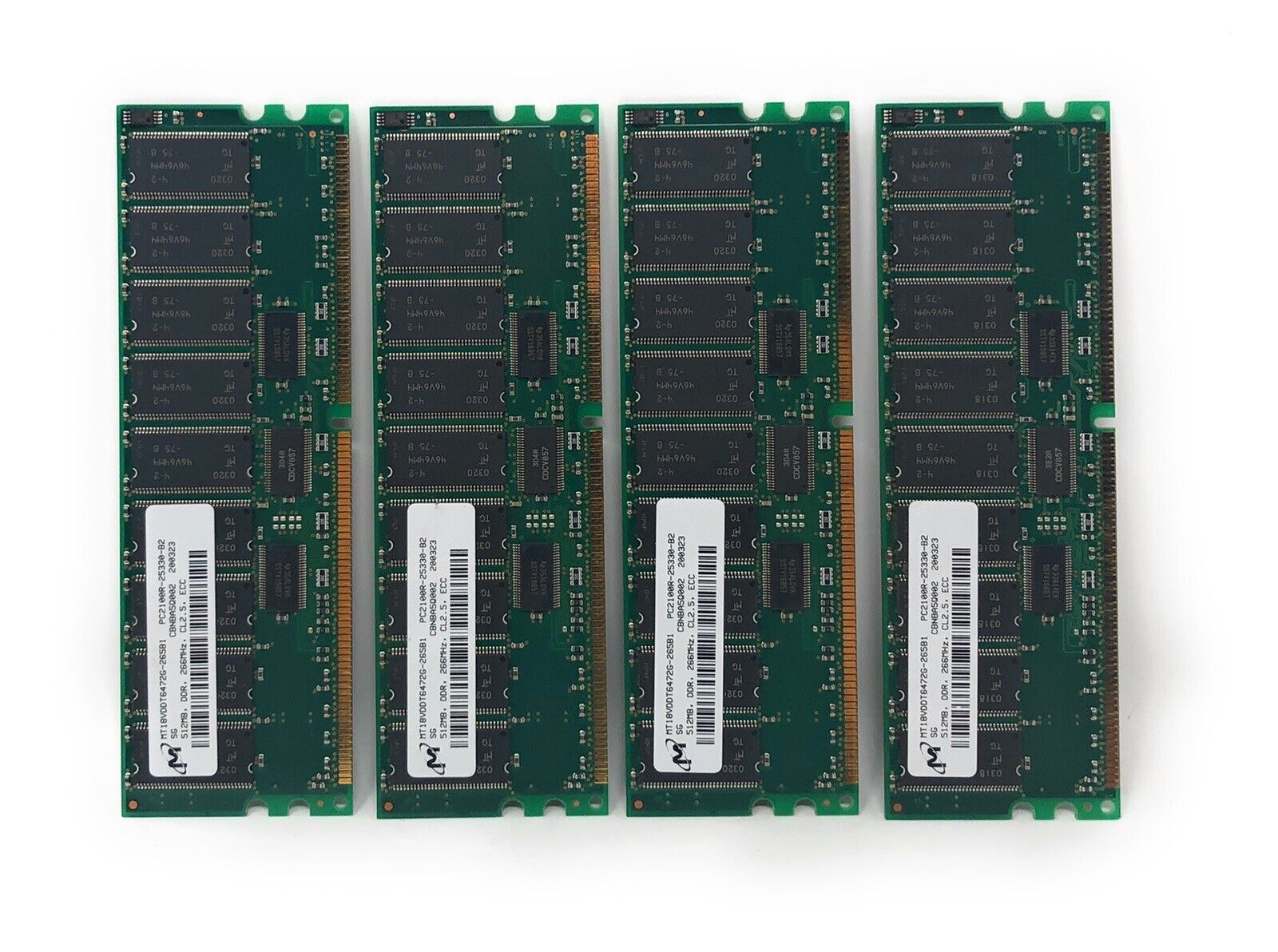 Micron/Dell 2GB DDR 266Mhz set (4X 512MB) PC2100R-25330-B2 (MT18VDDT6472G-265B1)
