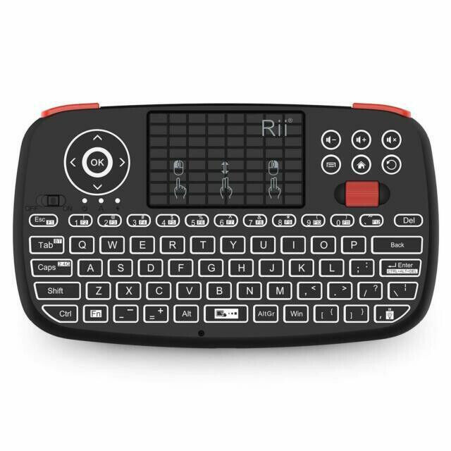 Geniune Rii Mini Keyboard with Touchpad, Dual Mode 2.4Ghz + Bluetooth, Backlit