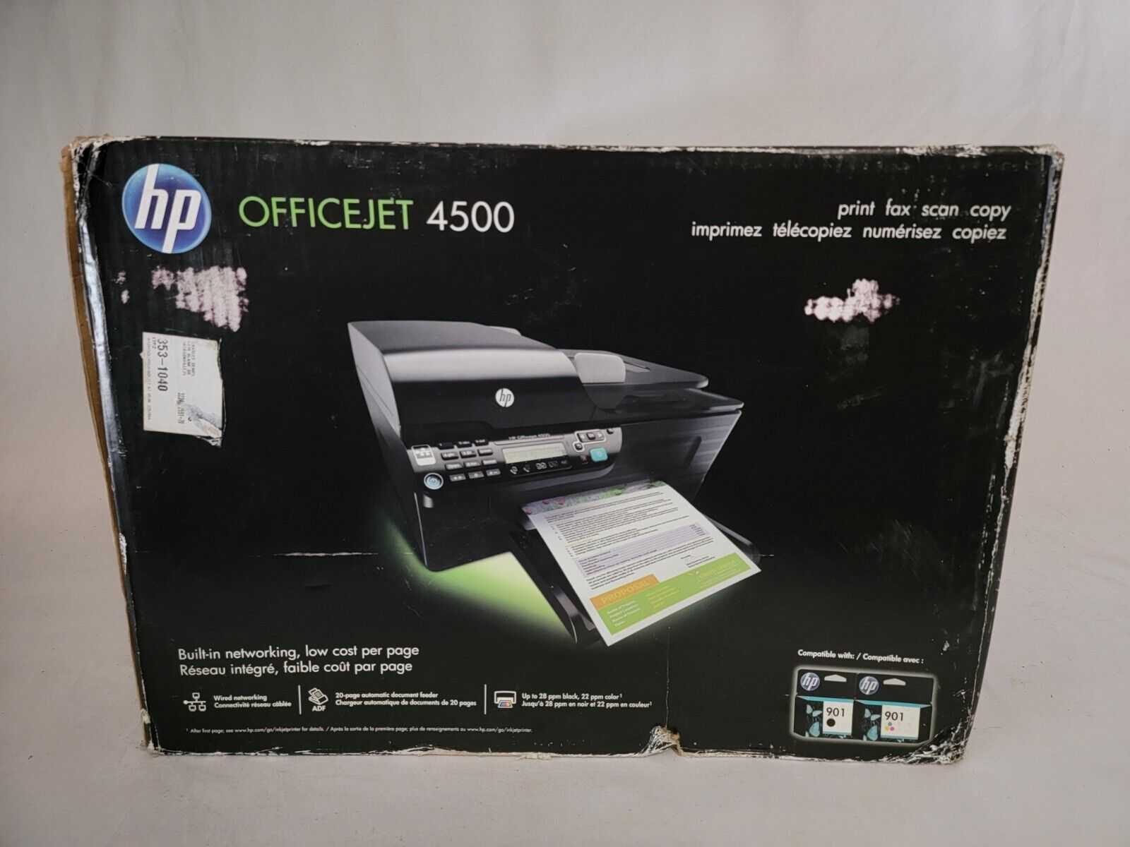 HP OfficeJet 4500 All-In-One Inkjet Printer WIRELESS New In Box