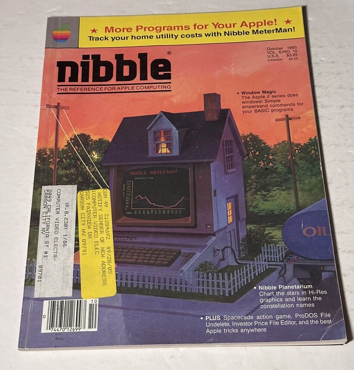 Vtg October 1985 Nibble Magazine MeterMan Windows BASIC Planetarium Spacecade