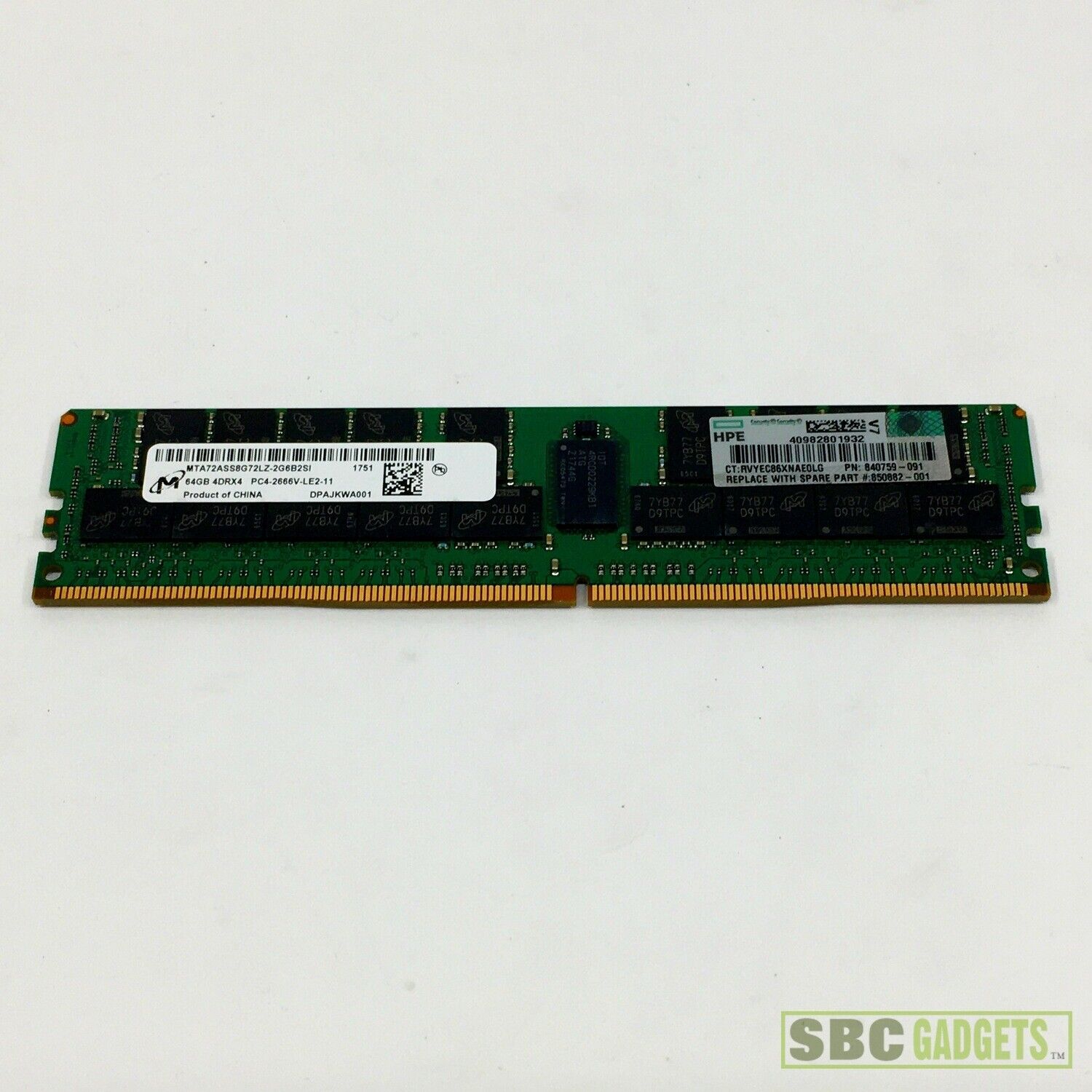MICRON 64GB 4DRX4 PC4-2666V DDR4 SERVER MEMORY MTA72ASS8G72LZ