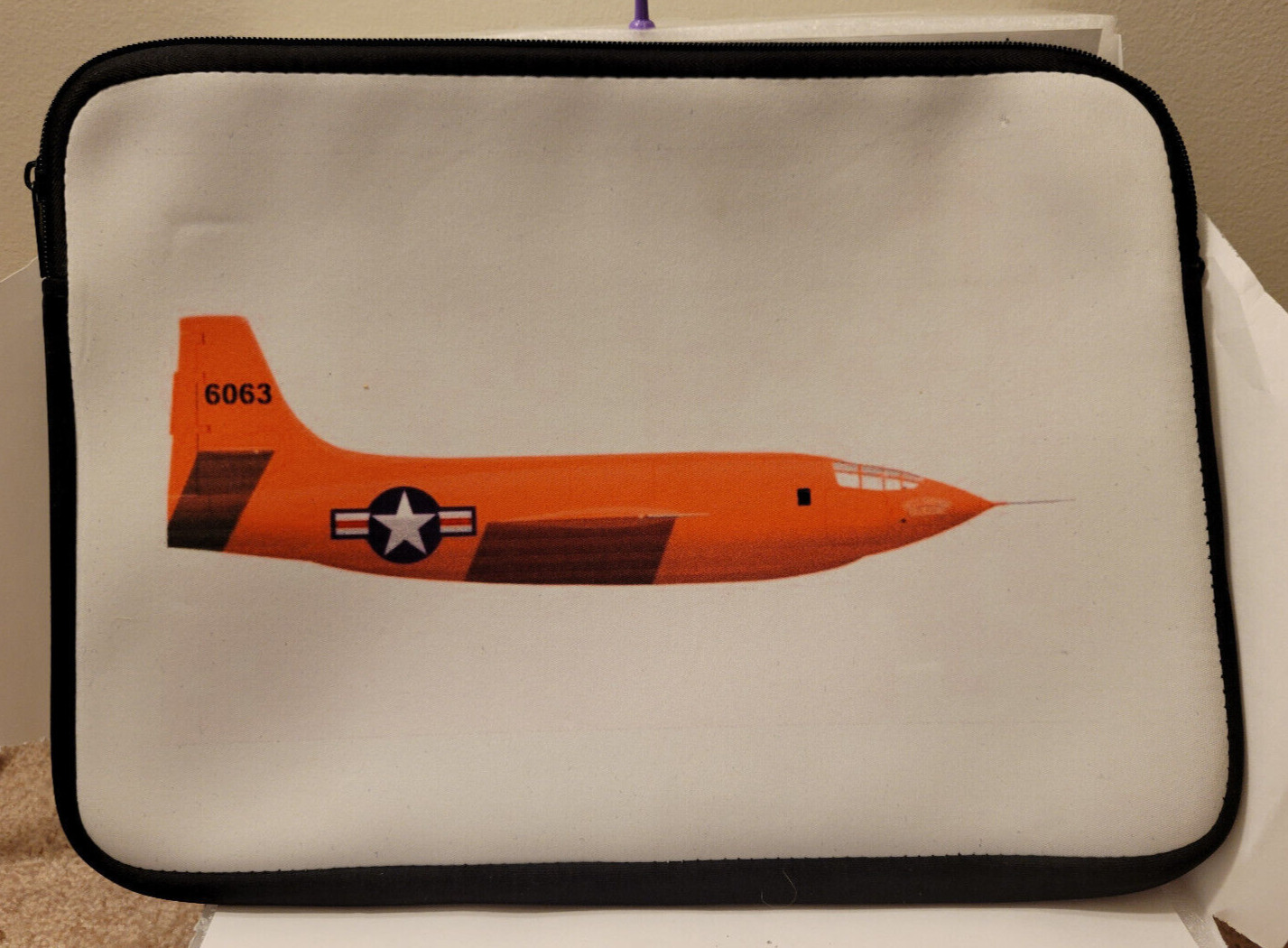 Airplane Laptop Sleeve Bell X-1 Rocket USAF 6063 AN-1-9b Insignia Soft Case