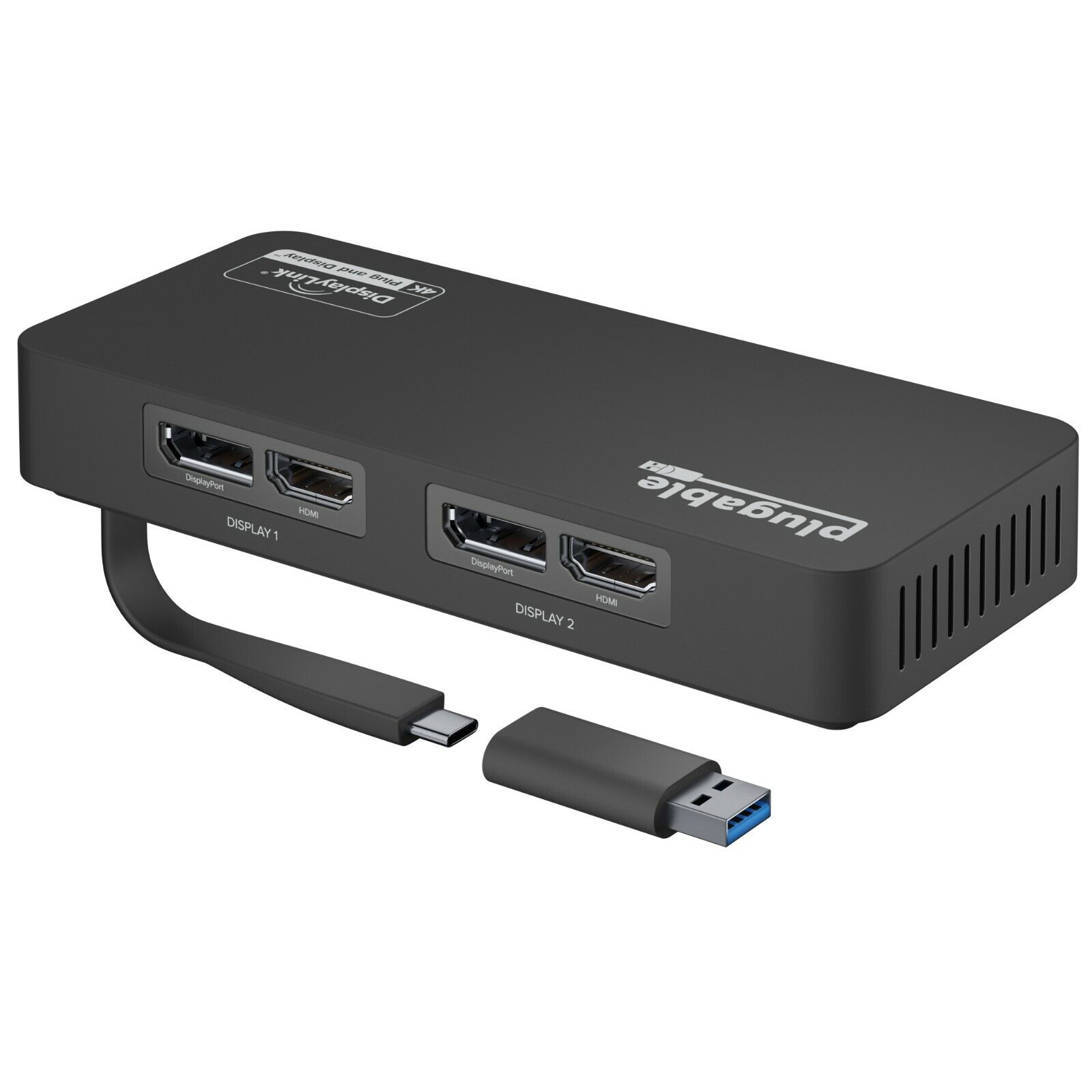 Plugable 4K DisplayPort and HDMI Dual Monitor Adapter for USB 3.0 and USB-C