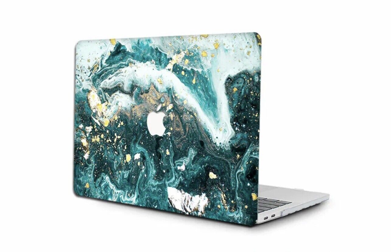 For Macbook Pro 13.3 (A1278) Green Wave Gold Marble Case