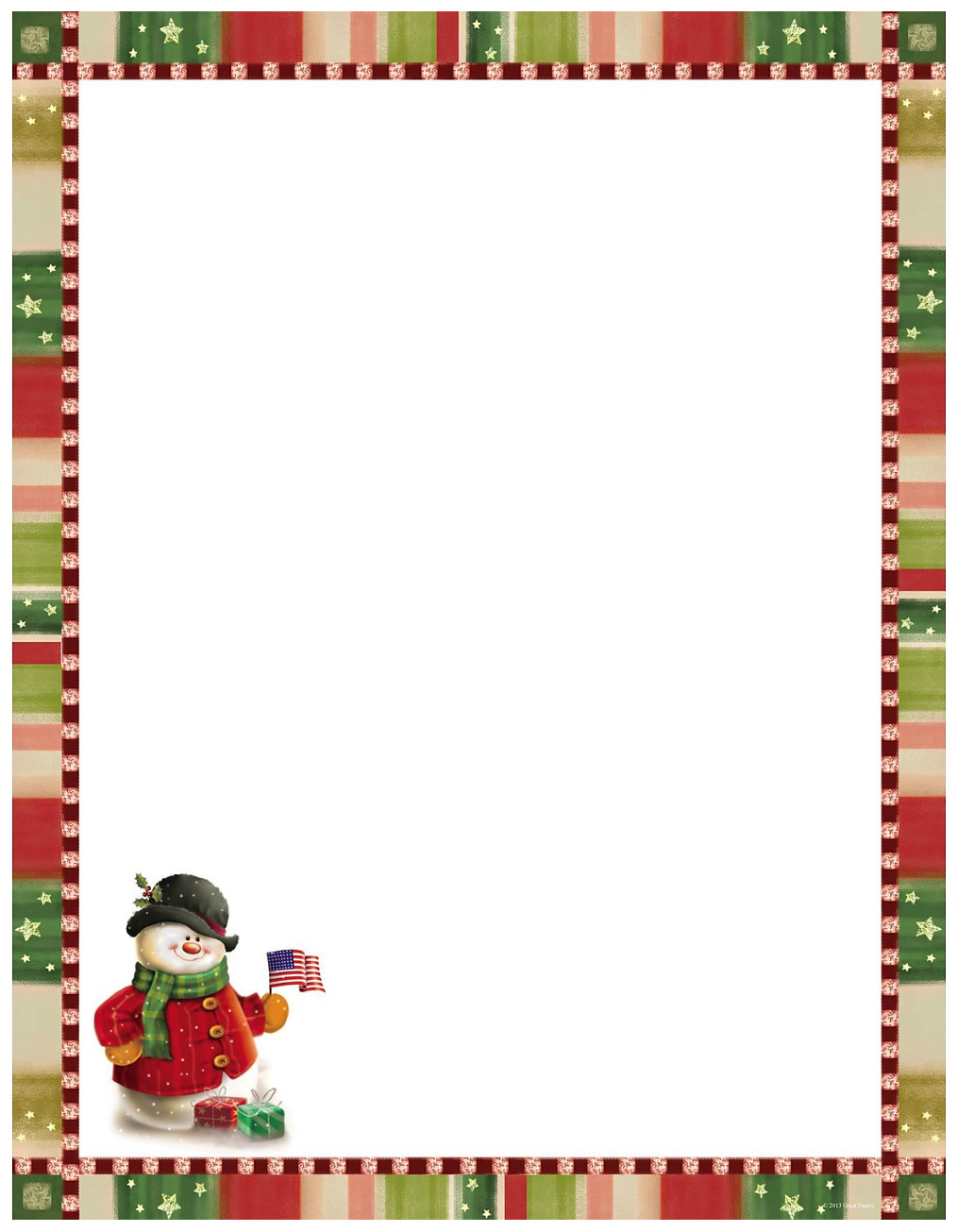 Patriotic Snowman Holiday Christmas Paper (80 Sheets) Letters, Ads, Flyers