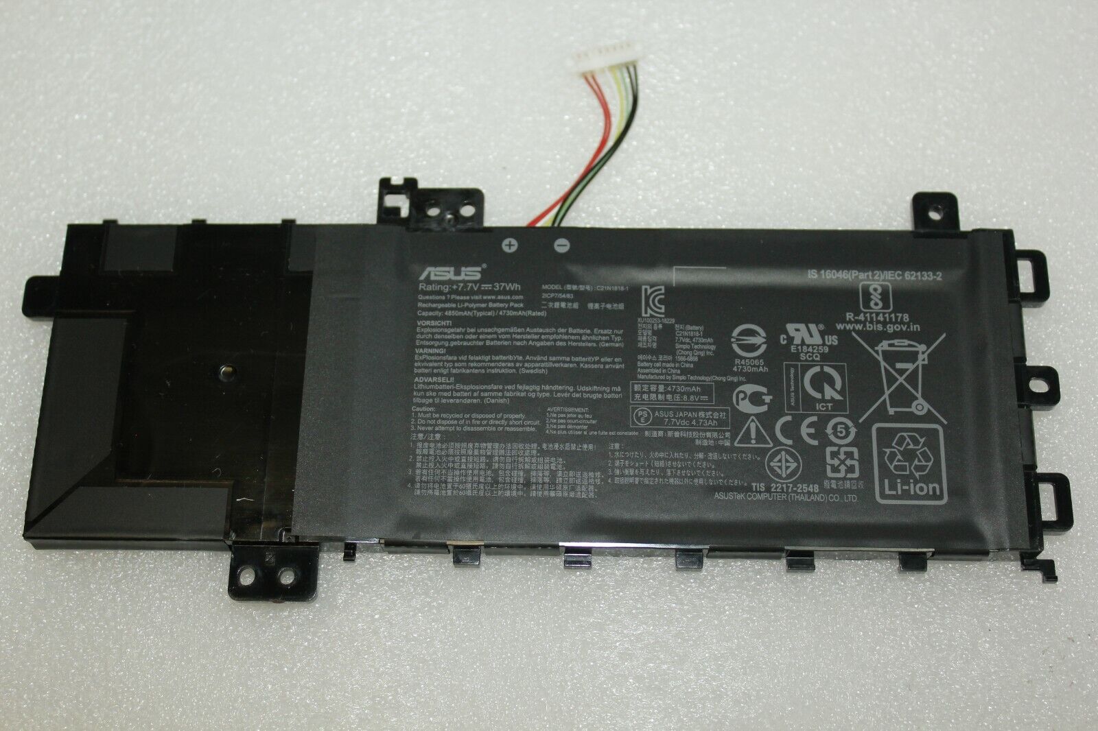 Genuine Asus VivoBook F512J / F512JA Laptop Battery 7.7V 37Wh C21N1818 Grade A