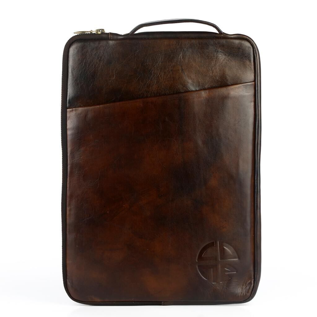 laptop sleeve hand-made Genuine Leather cowhide (brown)