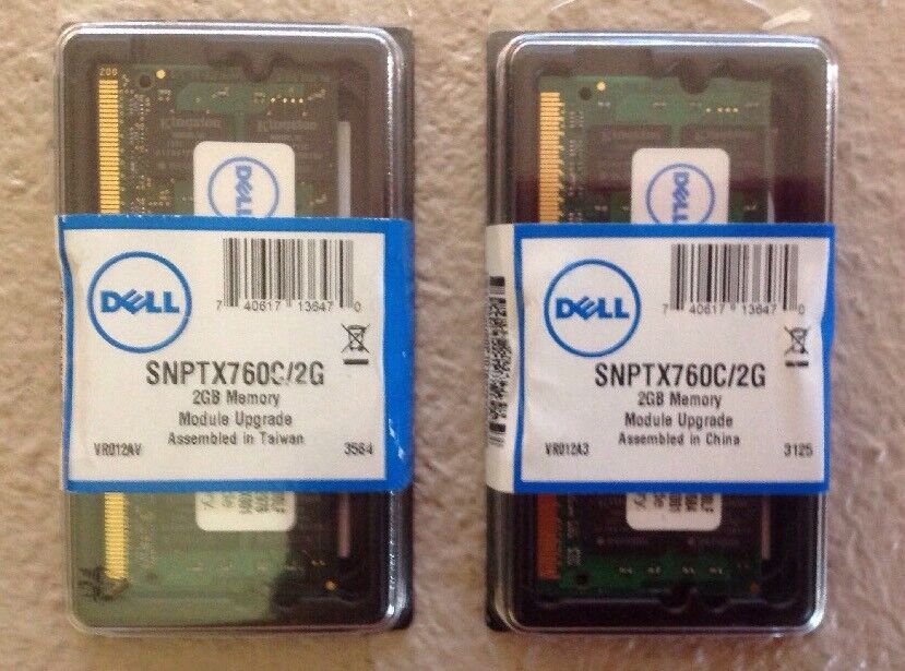 Dell 2 GB Memory Module Upgrade - SNPTX760C/2 - Brand New Sealed Pkg (2 Items)