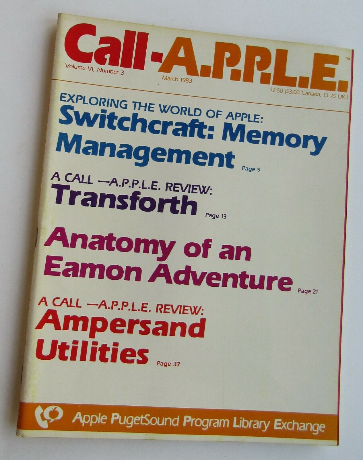 Vintage Call-A.P.P.L.E. Magazine Vol VI Number 3 March 1983