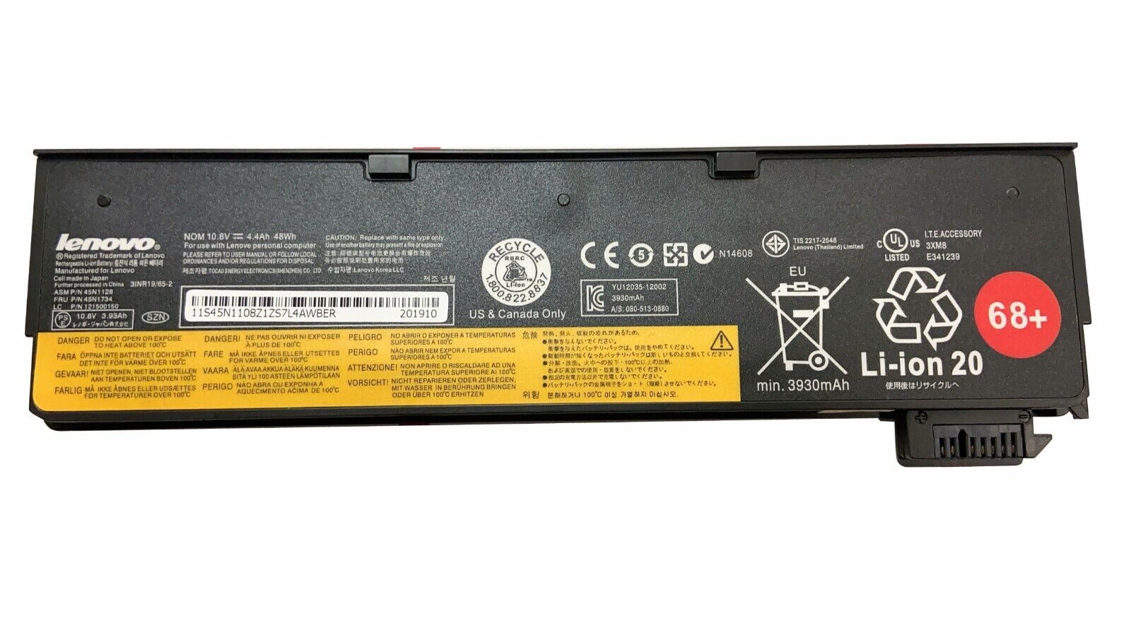 Genuine X240 240S Battery for Lenovo Thinkpad 0C52861 0c52862 0c52862 68+ 48WH